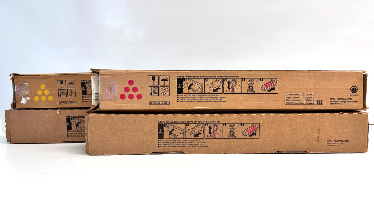4 Cosmetic OEM Ricoh MPC3003,C3503 Magenta & Yellow Toners 841814,841815