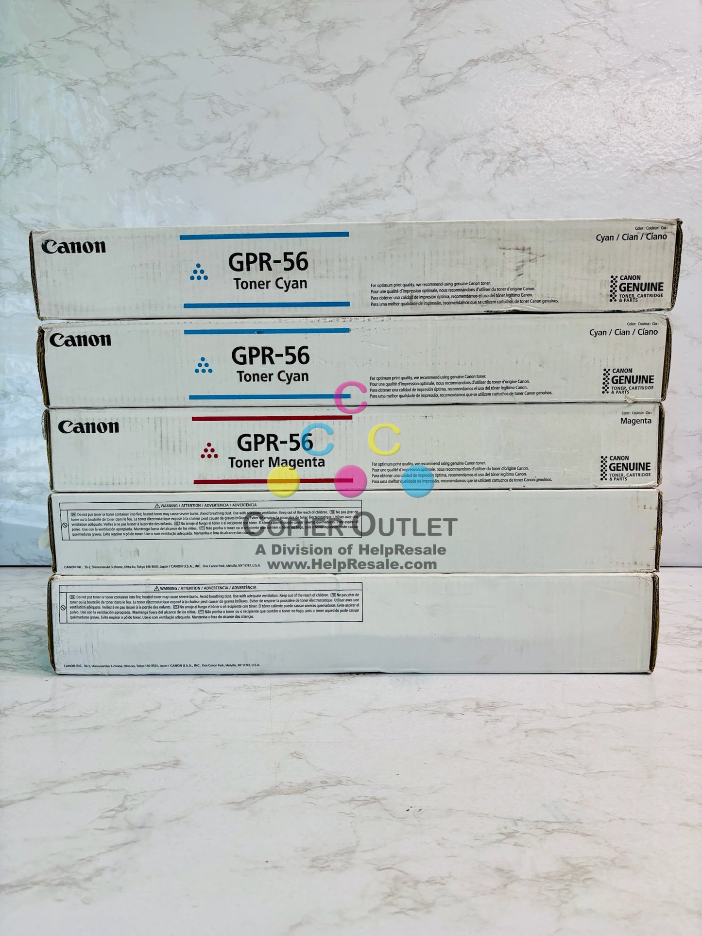 5 Genuine Canon iRAdv C7565,C7570,C7580 Cyan, Magenta, Black Toner GPR-56, GPR56