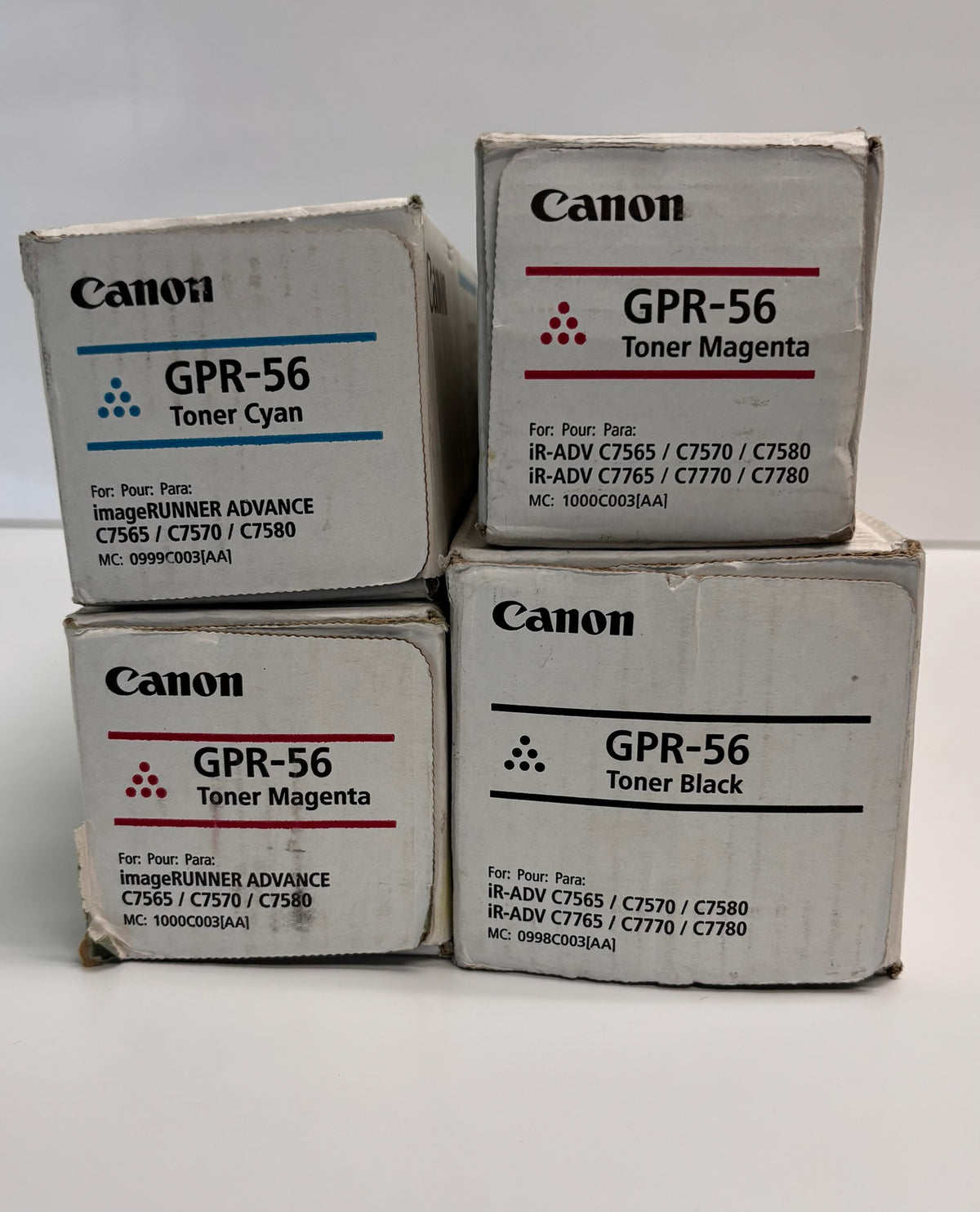 4 Open Genuine Canon imageRUNNER ADVANCE C7565i, C7570i CMMK Toners GPR-56