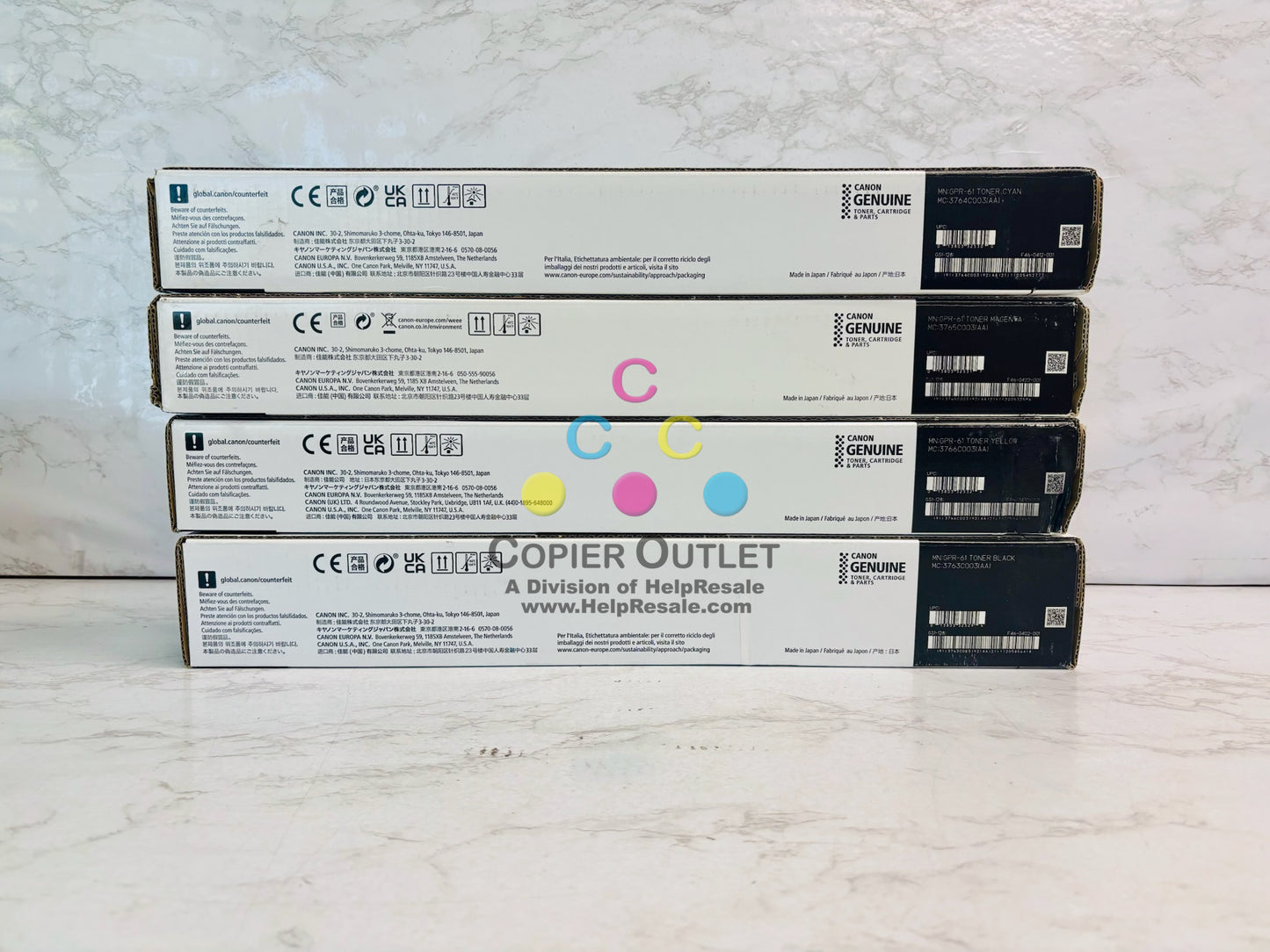 4 Genuine Canon iR C5840,C5850 Cyan, Magenta, Yellow & Black High Yield Toner GPR-61