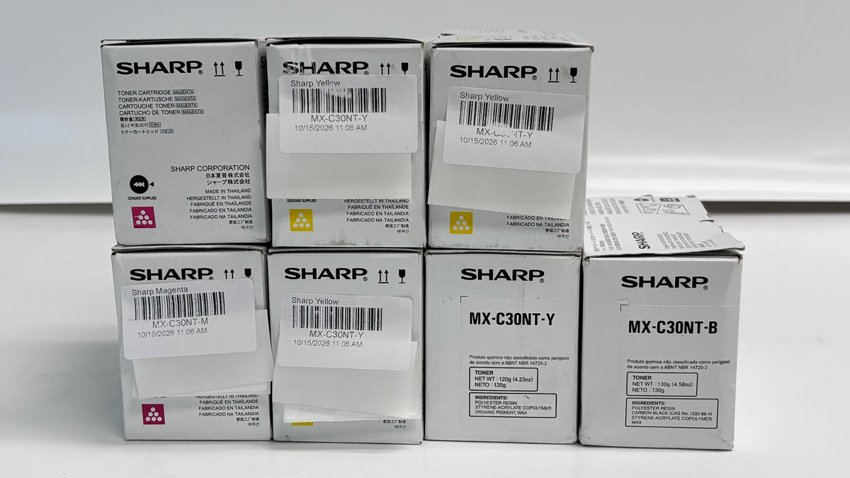 7 Genuine Sharp MX-C250,MX-C300P Magenta, Yellow & Black Toners MX-C30NT MMYYYYK