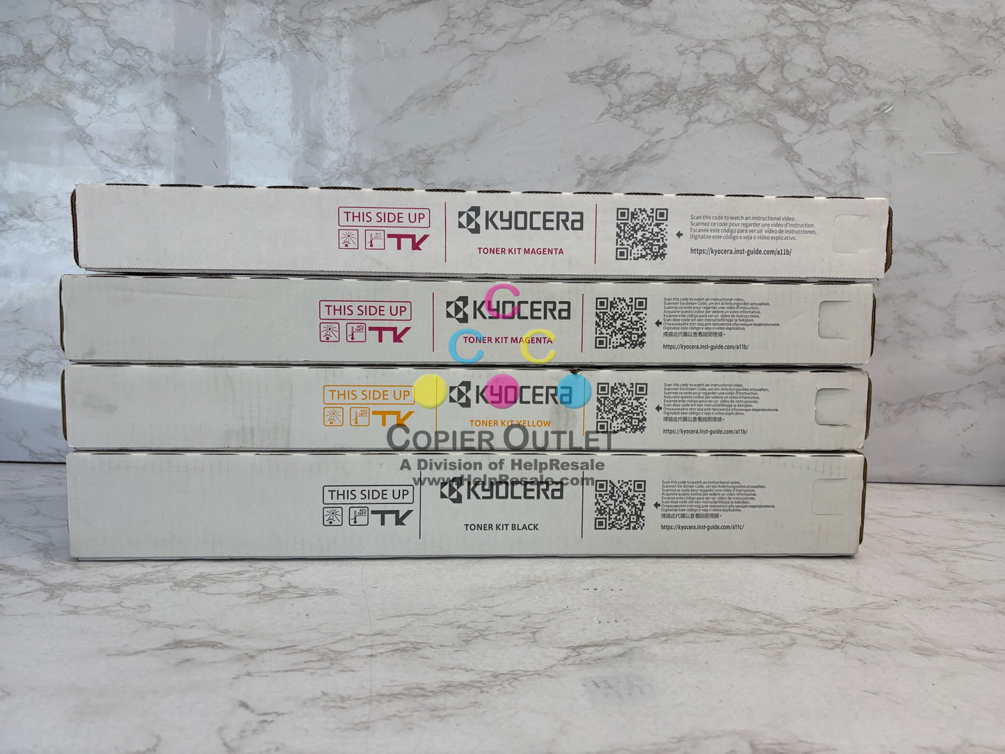 4 Genuine Kyocera 5052ci,5053ci,6052ci Mag, Yellow & Black Toners TK-8517 MMYK