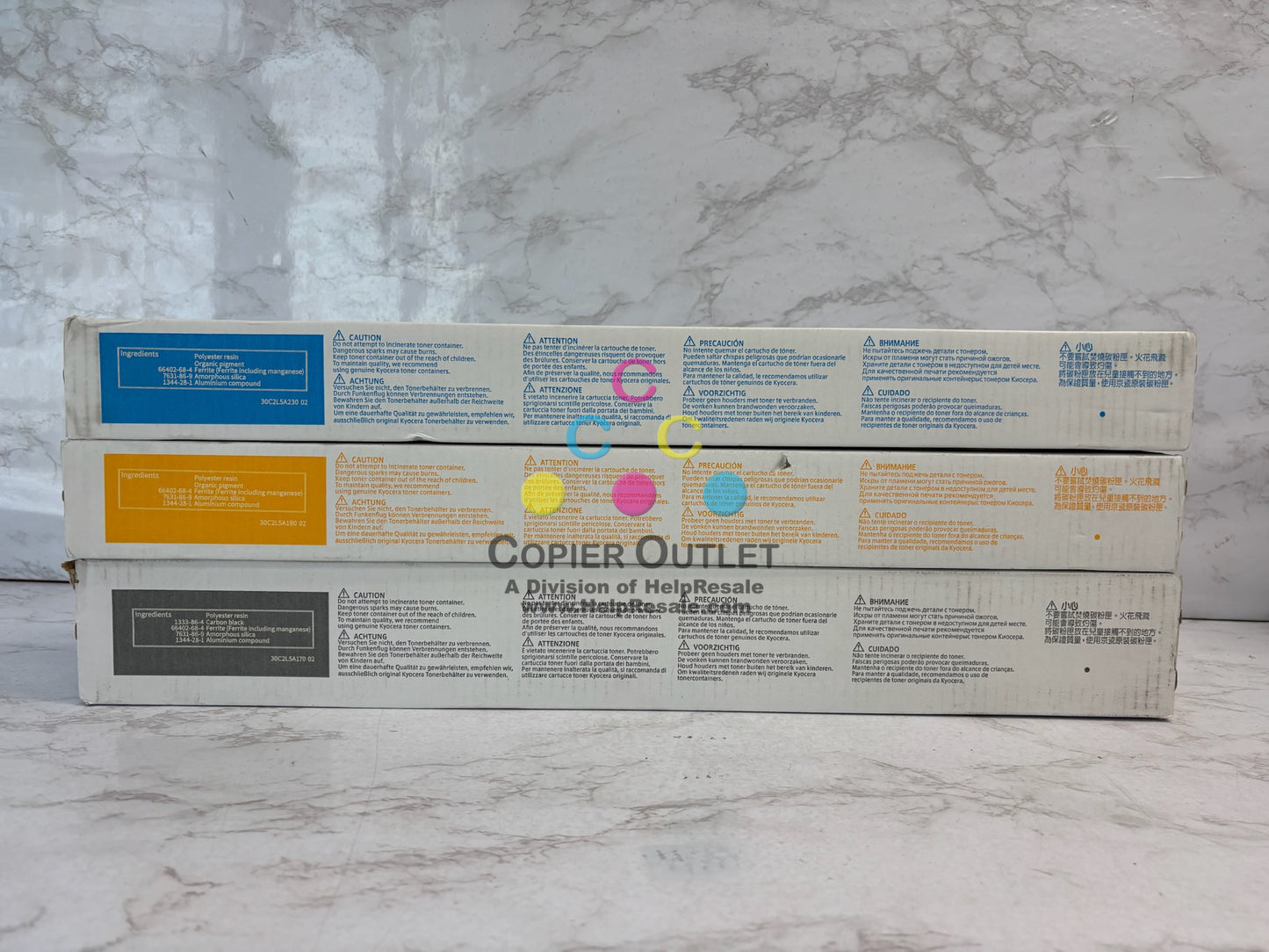3 Genuine Kyocera TASKalfa MZ2501ci Cyan, Yellow and Black Toners TK-8467CYK