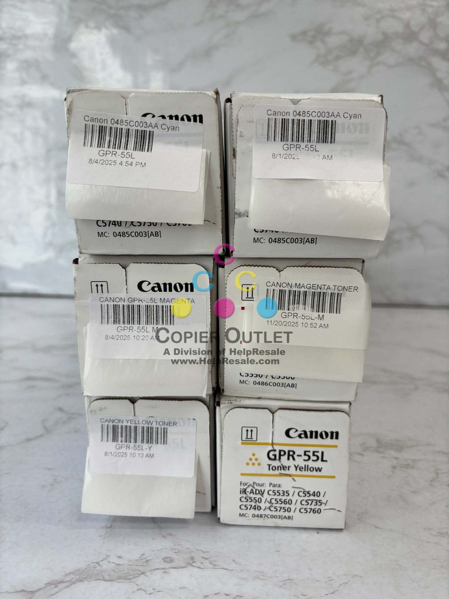 6 Genuine Canon iRADV C5535,C5540,C5550,C5560,C5750 CMY Toners GPR-55L