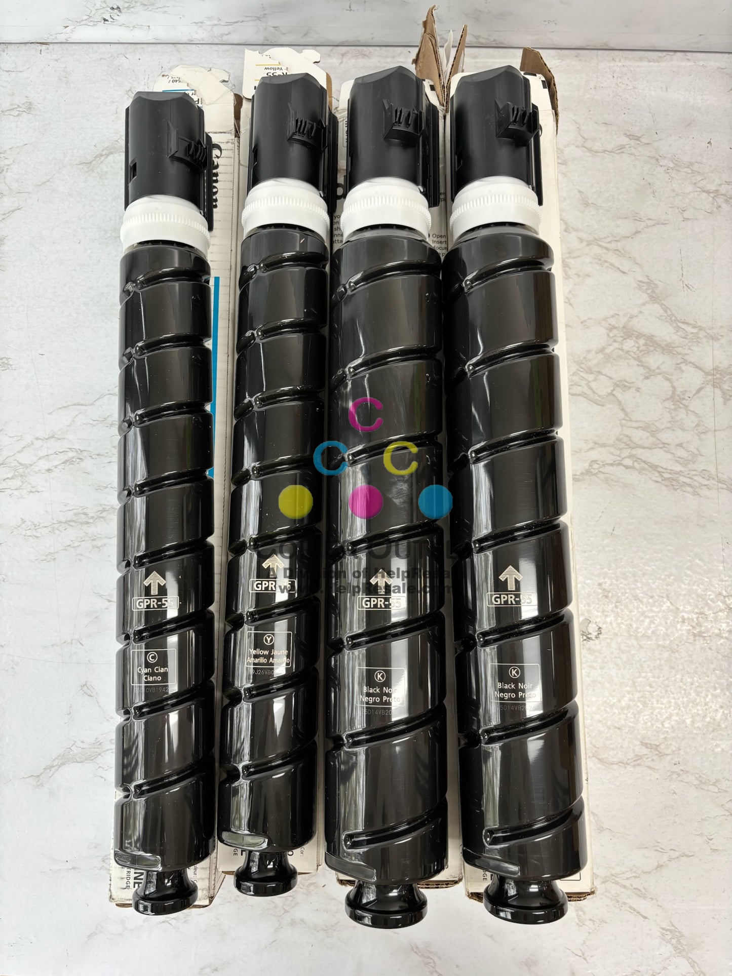 4 Open Genuine Canon iRA C5540i,C5550 Cyan, Yel & Black Toners GPR-55 CYKK