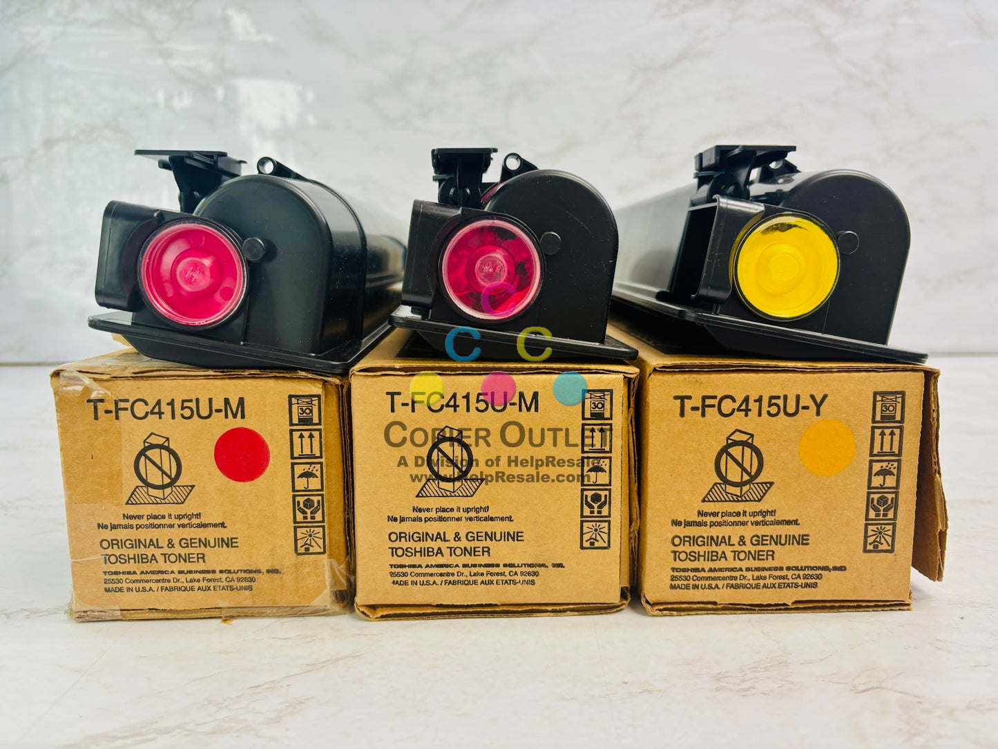 3 Open Genuine Toshiba E STUDIO 2515AC, 3015AC Magenta & Yellow Toner T-FC415