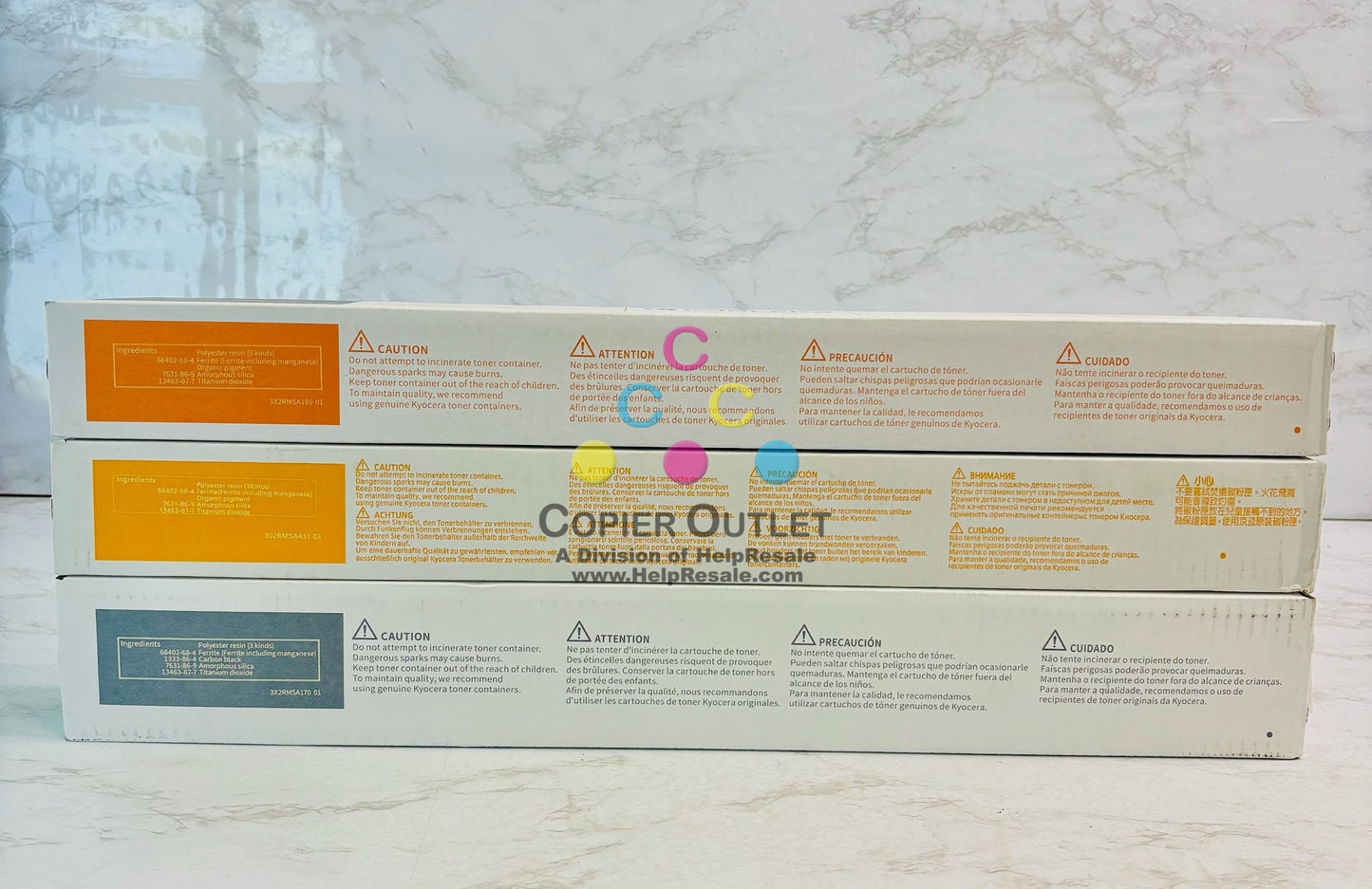 3 Genuine Kyocera TASKalfa 3552ci, 3553ci Yellow & Black Toner TK-8527