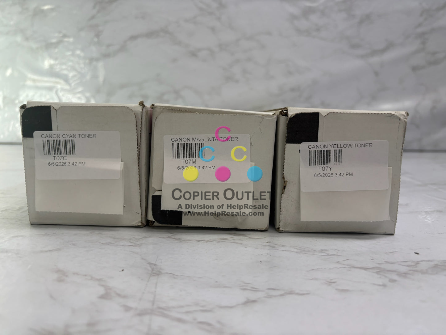 3 Genuine Canon C165,C170,C265 T07 CMY 3642C001, 3643C001, 3644C001 Toners