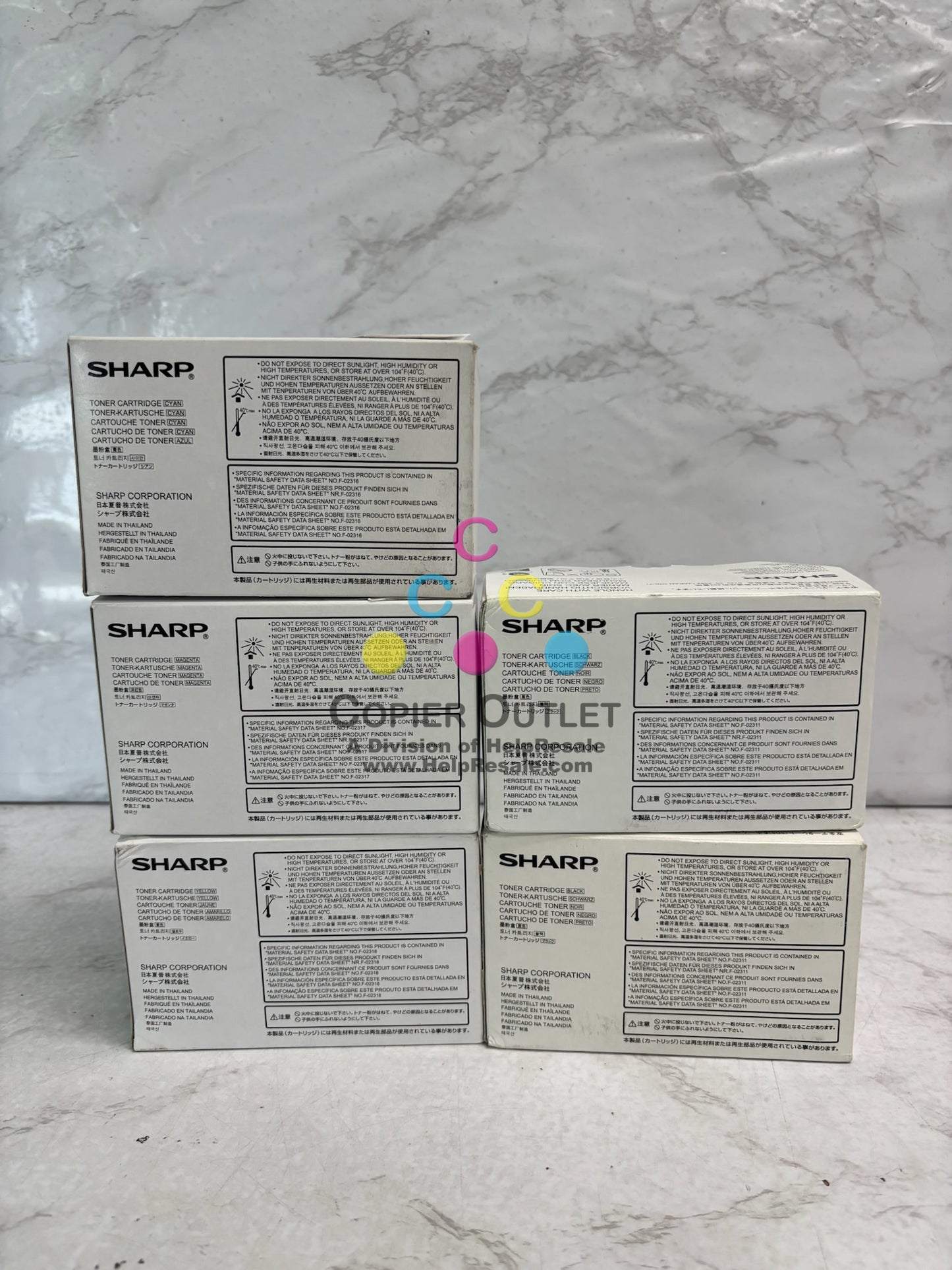 5 OEM Sharp MXC300P,MX303W,MX304W CMYKK Toners MX-C30NT-CMY, MX-C30NT-B
