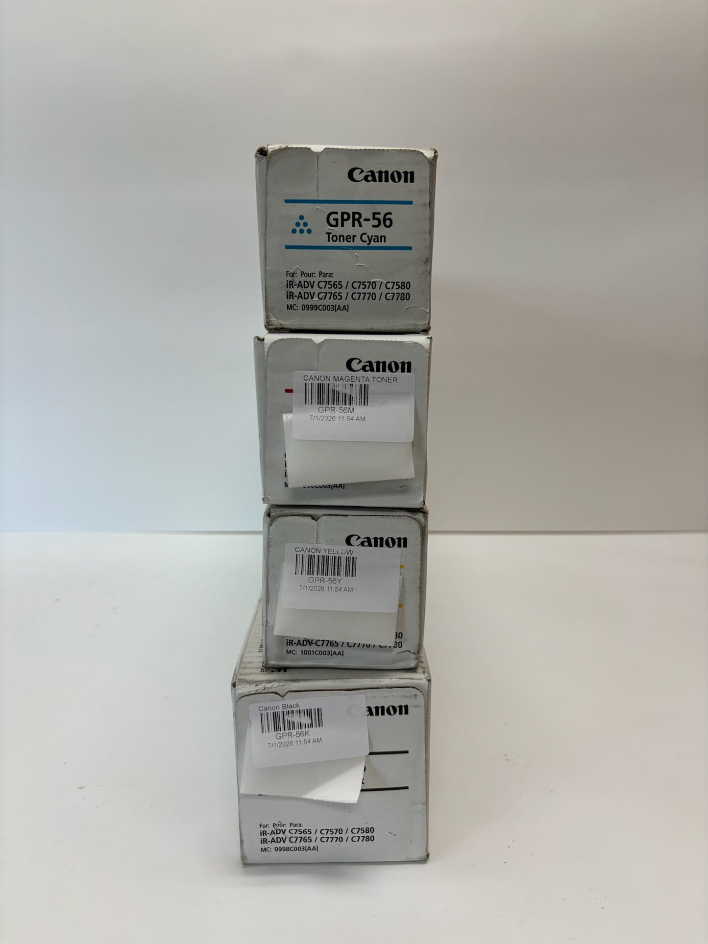4 Genuine Canon iRADVC7565,C7570,C7580,C7765,C7770 GPR56 GPR-56 CMYK Toners