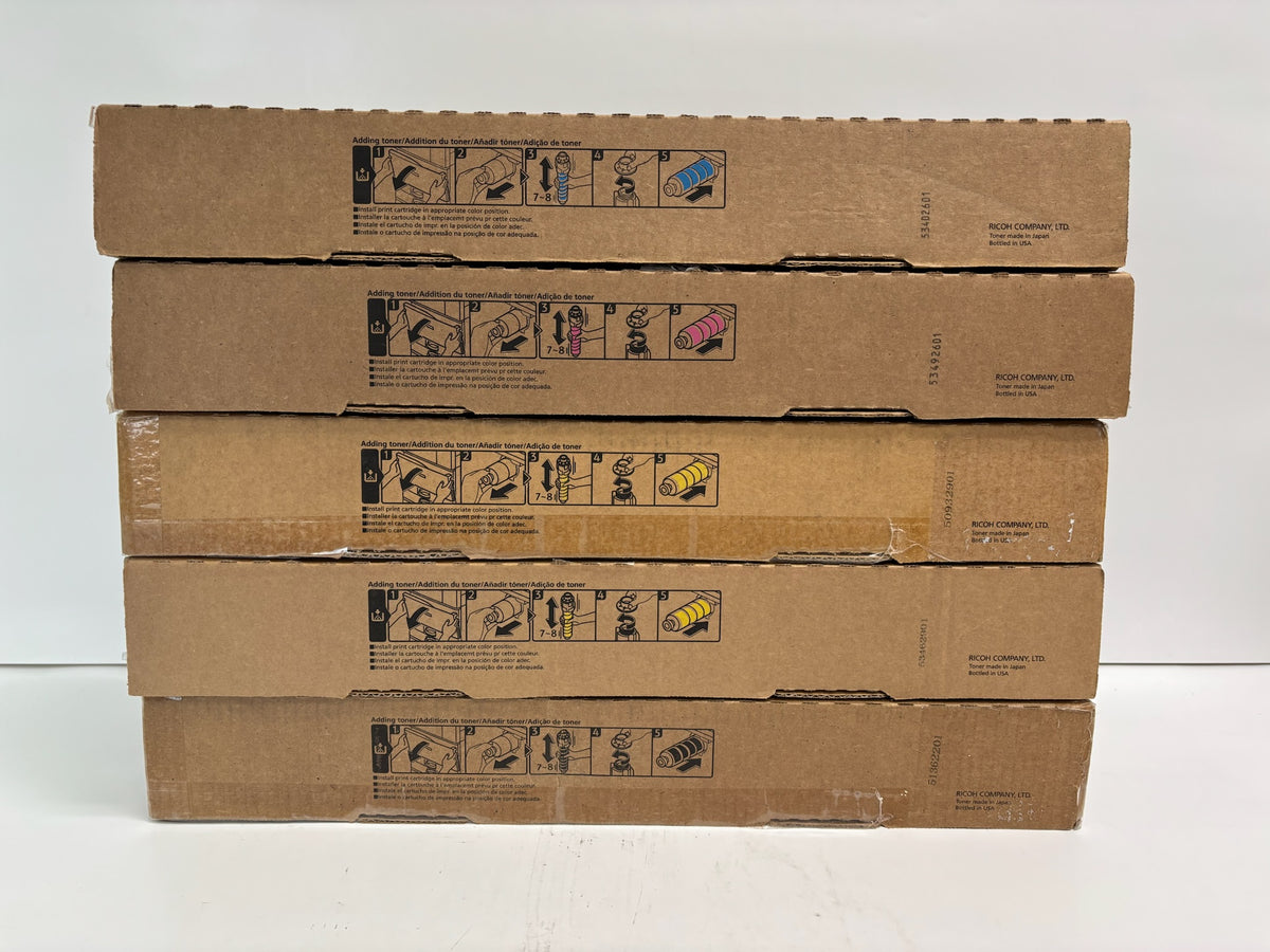 5 Genuine Ricoh IMC4510,IMC6010 CMYYK Toners 842526, 842527, 842528, 842529