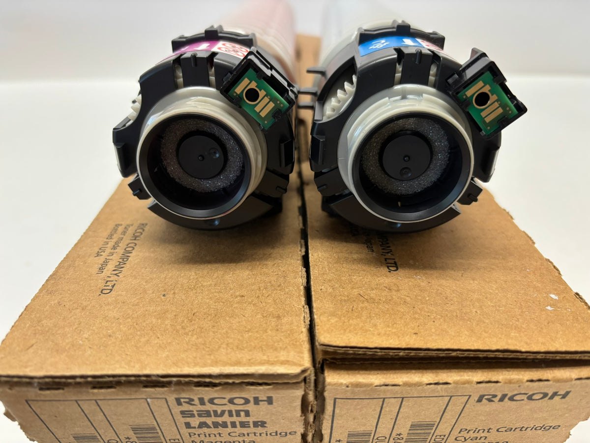 4 Open OEM Ricoh IM C2510 CMYK Toner 842554,58,59,60 (88g-240g; No Plastic Seal)