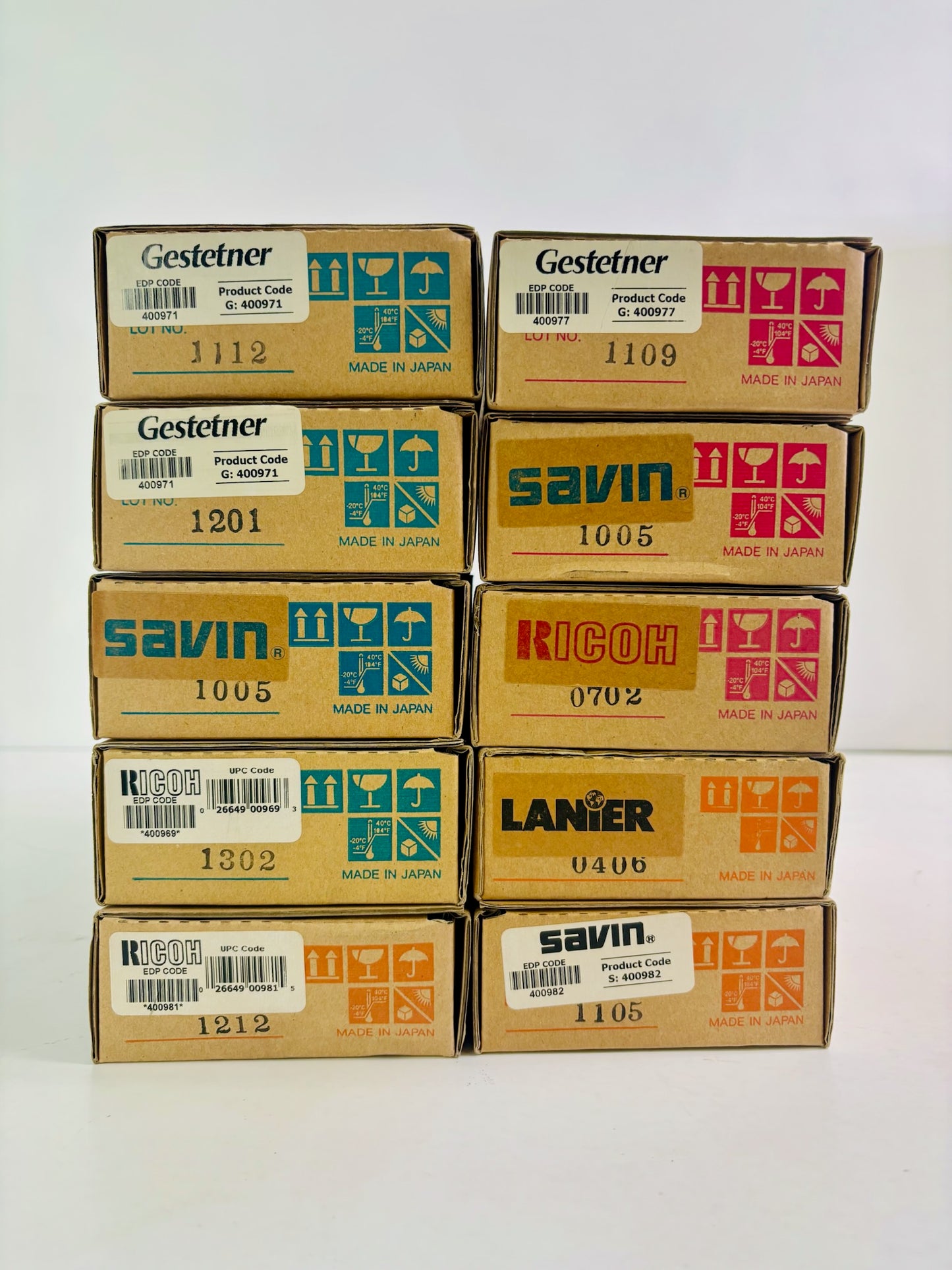 10 Genuine Ricoh Aficio CL2000, CL2000N Cyan, Magenta & Yellow Toner Type 125