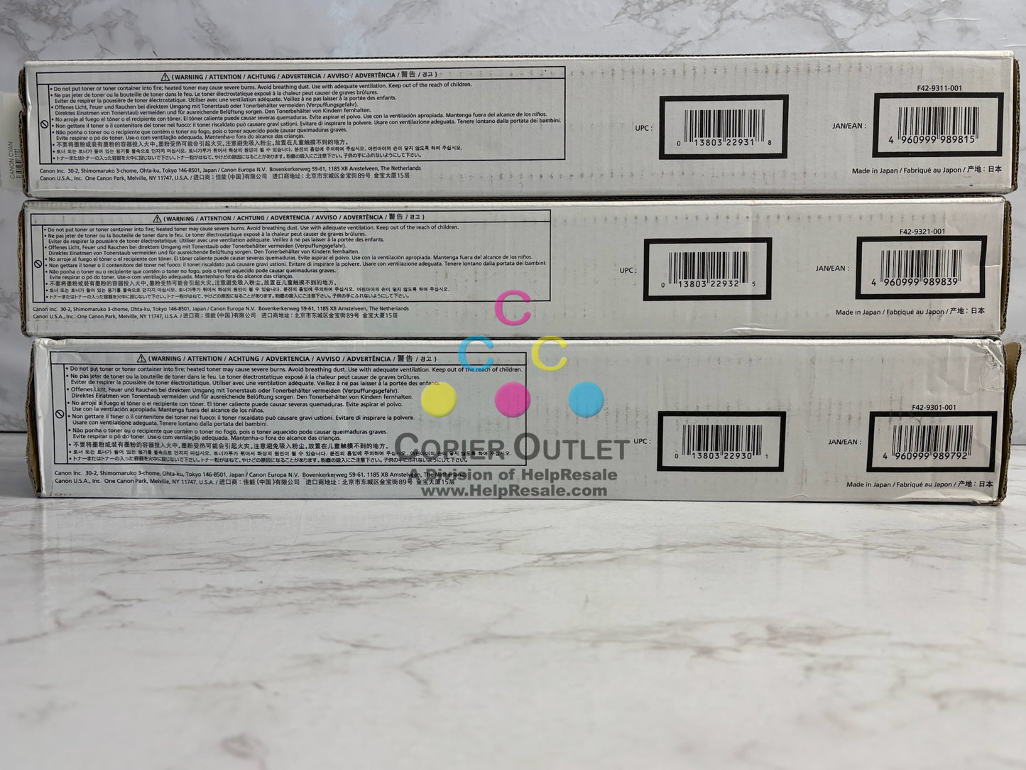 3 Genuine Canon imagePRESS C60,C65,C600,C650 CMK Toners T01 (No Yellow)