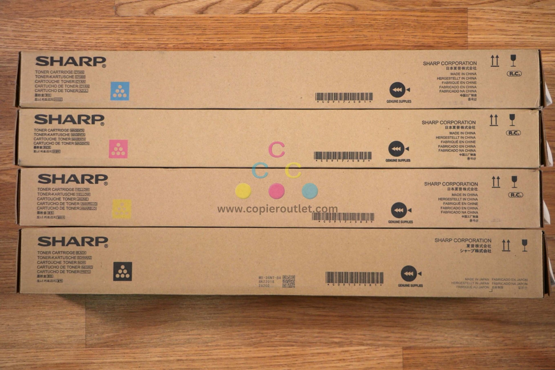 Sharp MX-36NT CMYK Toner Set MX- 2610N,2615N,2640N,3110N,3115N,3140N,3610N,3640N - copier-clearance-center
