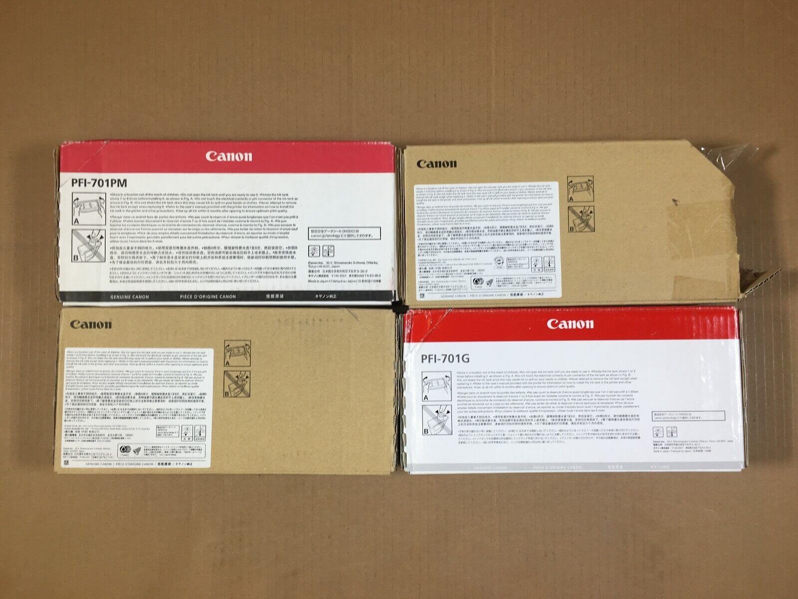 4 Canon PFI-701 ink cartridges imagePROGRAF ipf 8000 EXPIRED FedEx 2Day Air!! - copier-clearance-center