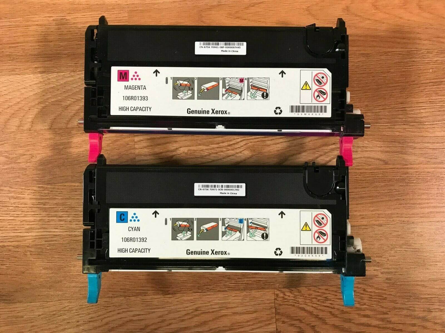 2 Xerox Phaser 6280 Cyan/Magenta Toner 106R01393 & 106R01392 - Same Day Ship!! - copier-clearance-center