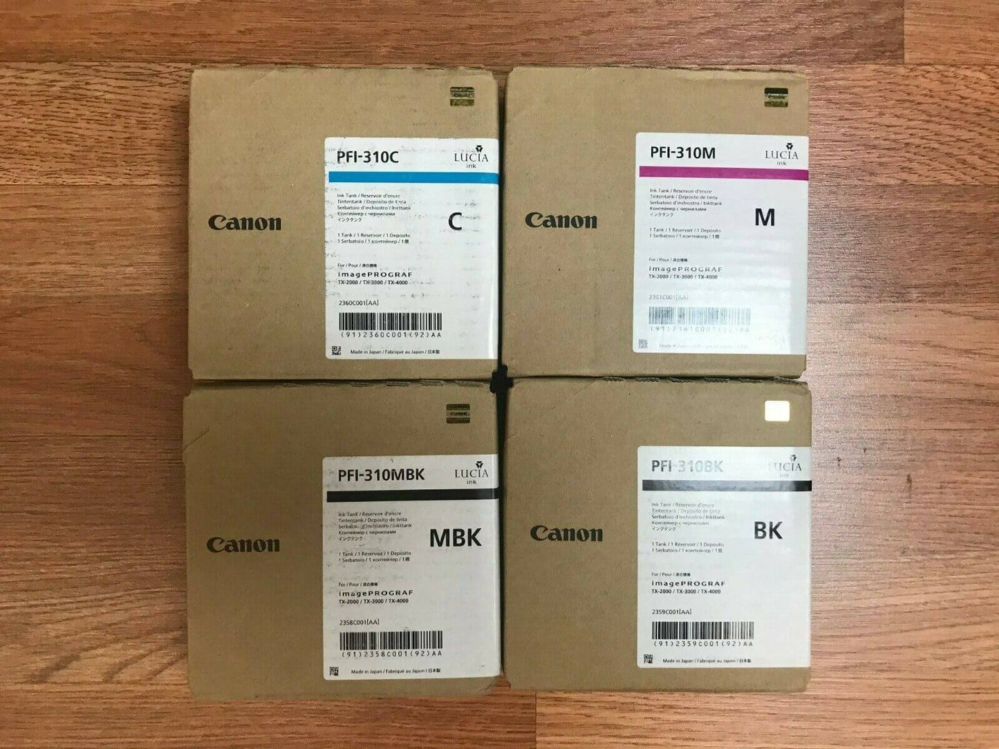 4 Canon PFI-310 C,M,MBK,BK For imagePROGRAF TX-2000/TX-3000 EXP. 2020 FedEx 2Day - copier-clearance-center