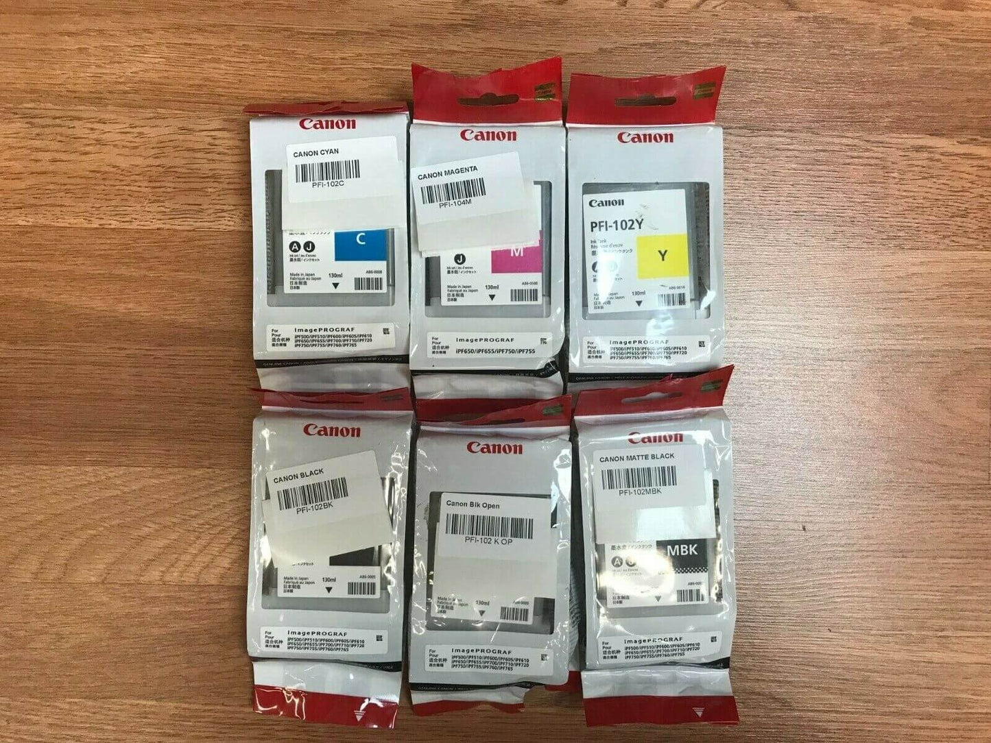 6 Canon PFI-102 C,Y,BK,BK,MBK, PFI-104M For iPF655 iPF650 -Expired- FedEx 2Day - copier-clearance-center