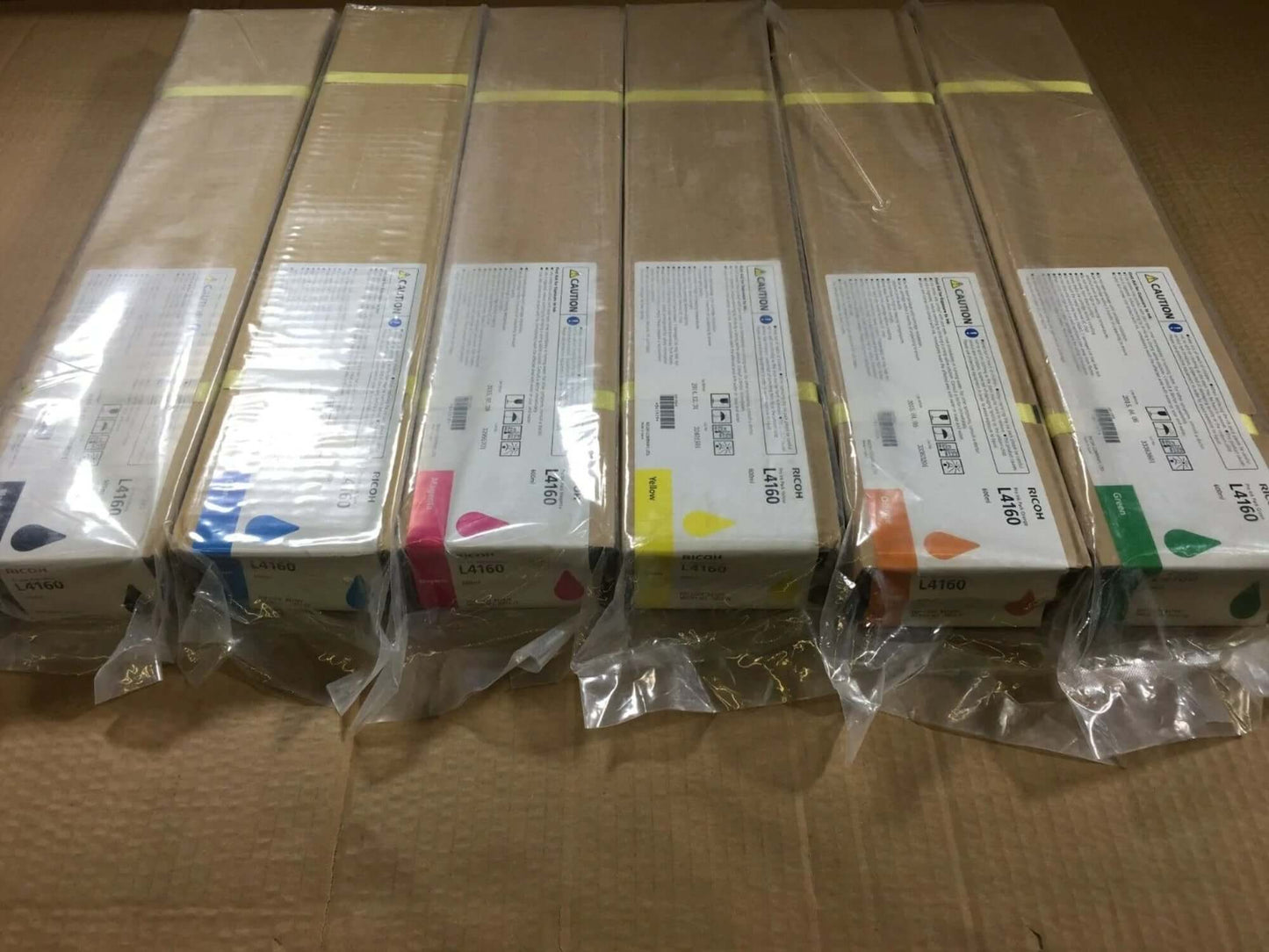 6 Ricoh Pro Ink Pack L4160 CMYKOG 600ml 841976-81 Exp.2014-2015 Same Day Ship!! - copier-clearance-center