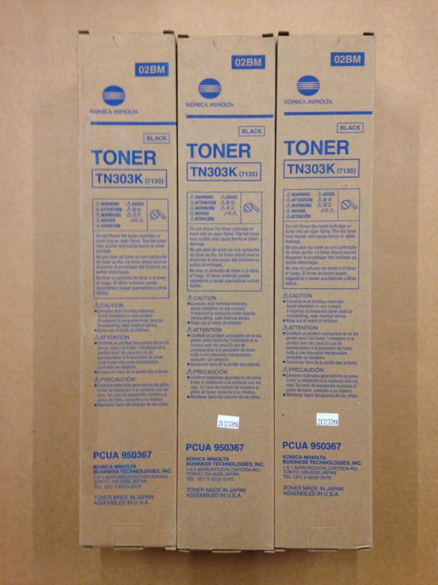 3pk Genuine Konica Minolta TN303K Black Toner 950367 (7135) SAME DAY SHIPPING - copier-clearance-center