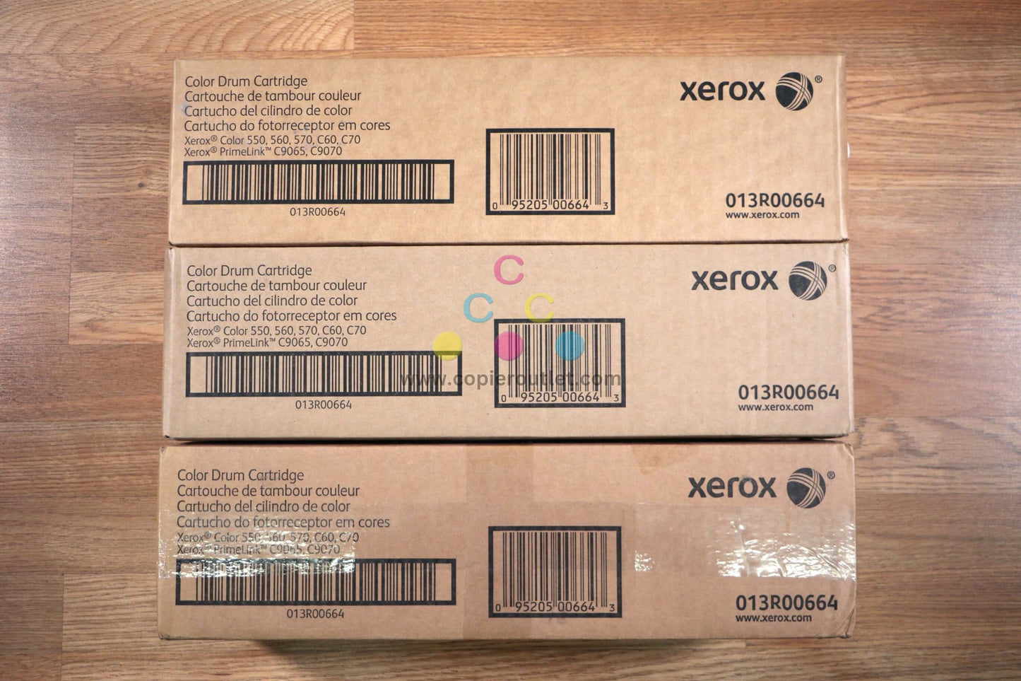 Lot of 3 Xerox 013R00664 Color Drum Cartridges 550/560/570/C60/C70 - copier-clearance-center