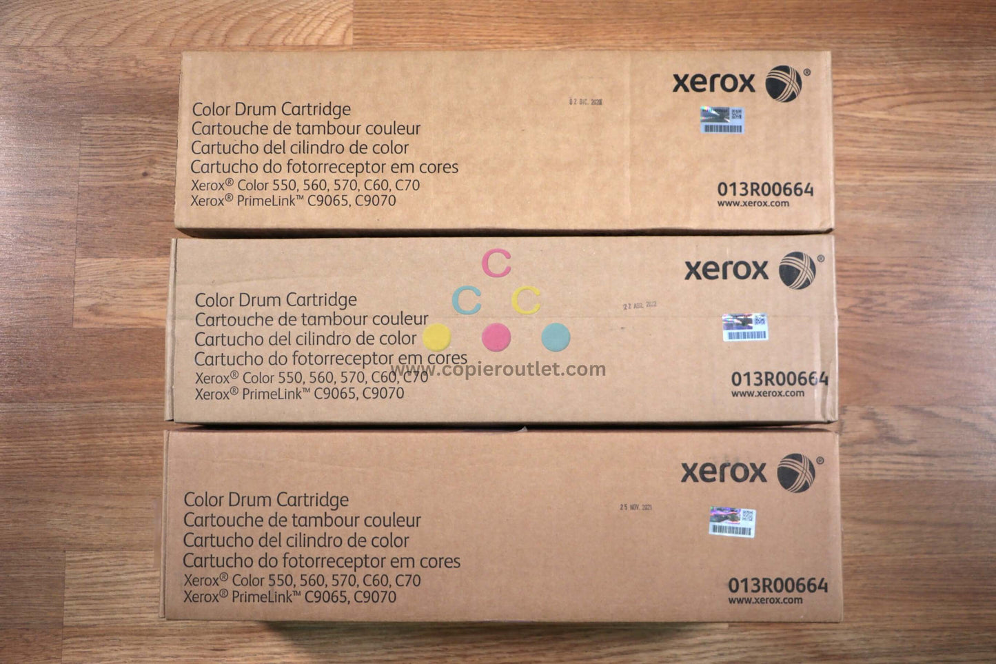 Lot of 3 Xerox 013R00664 Color Drum Cartridges 550/560/570/C60/C70 - copier-clearance-center