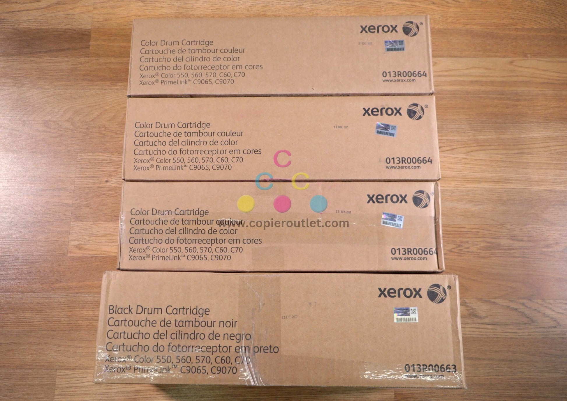Lot of 4 Xerox Drum Set 013R00663 and 013R00664 Color 550, 560, 570, C60,C70 - copier-clearance-center