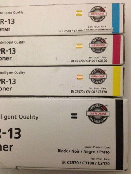 Genuine Canon GPR-13 CMY Color Toners - Lot of 12 - for iR C2570-C3100-C3170 - copier-clearance-center
