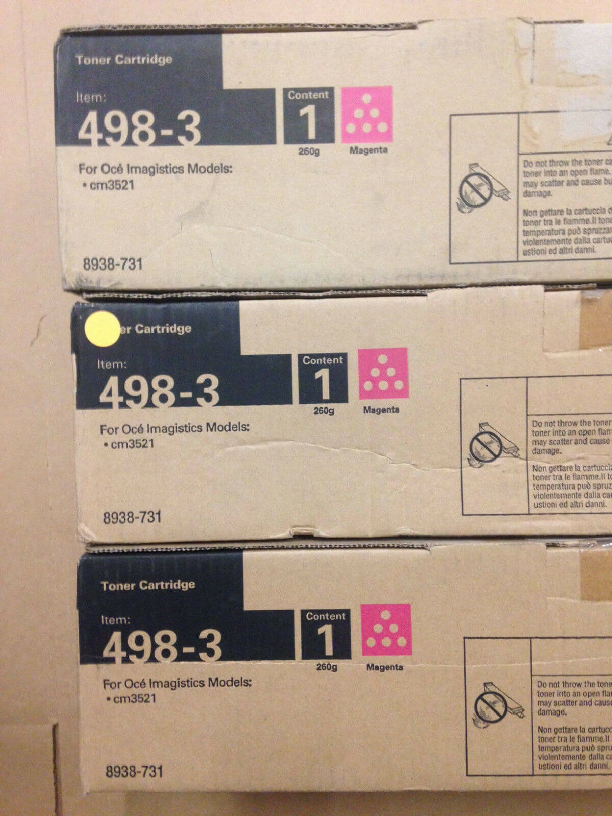 3pk Genuine Oce 498-3 Magenta Toner Cartridge for CM3521 - Same Day Shipping - copier-clearance-center