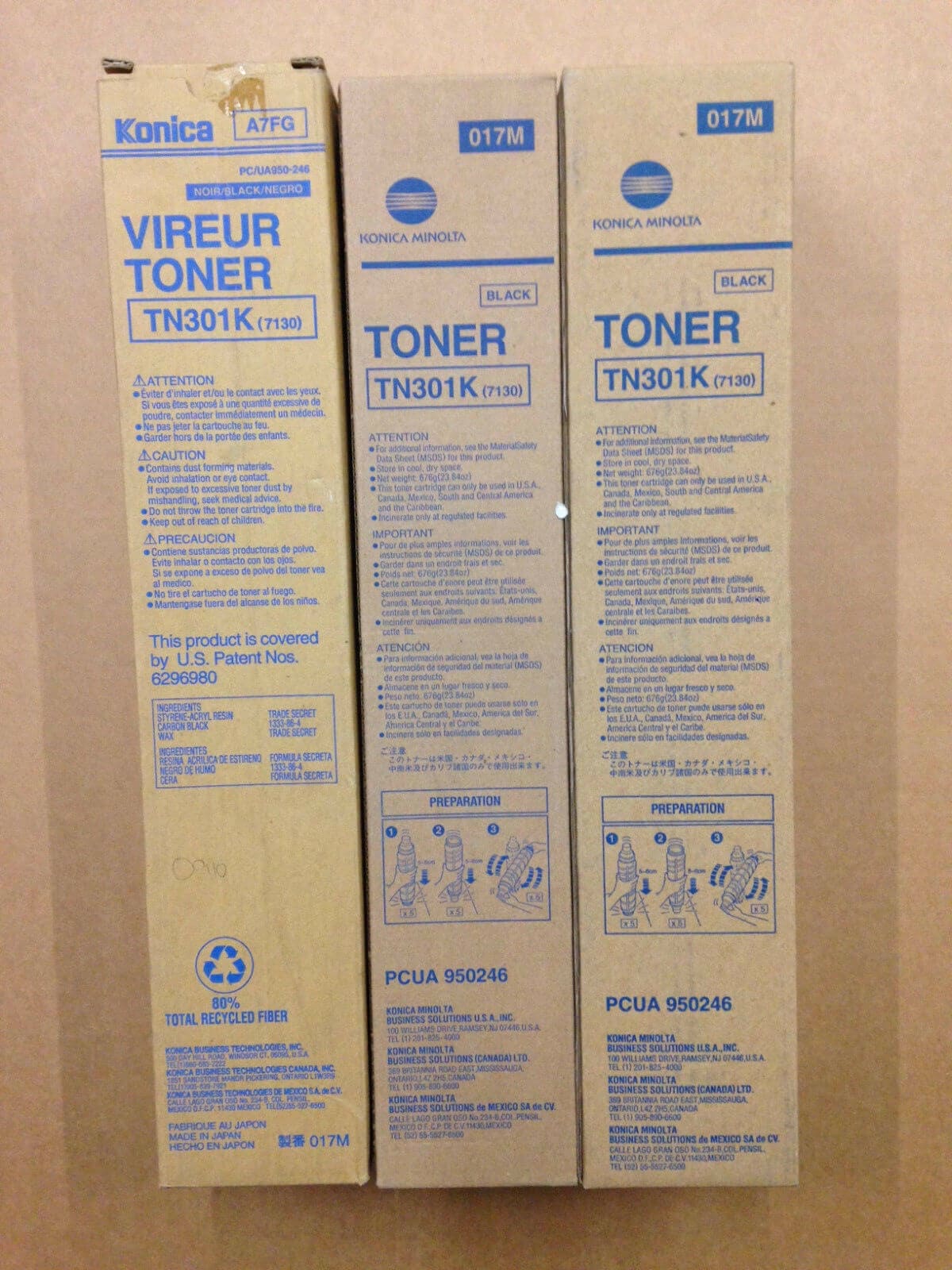 3pk Genuine Konica Minolta TN301K Black Toner 950246 (7130) SAME DAY SHIPPING - copier-clearance-center
