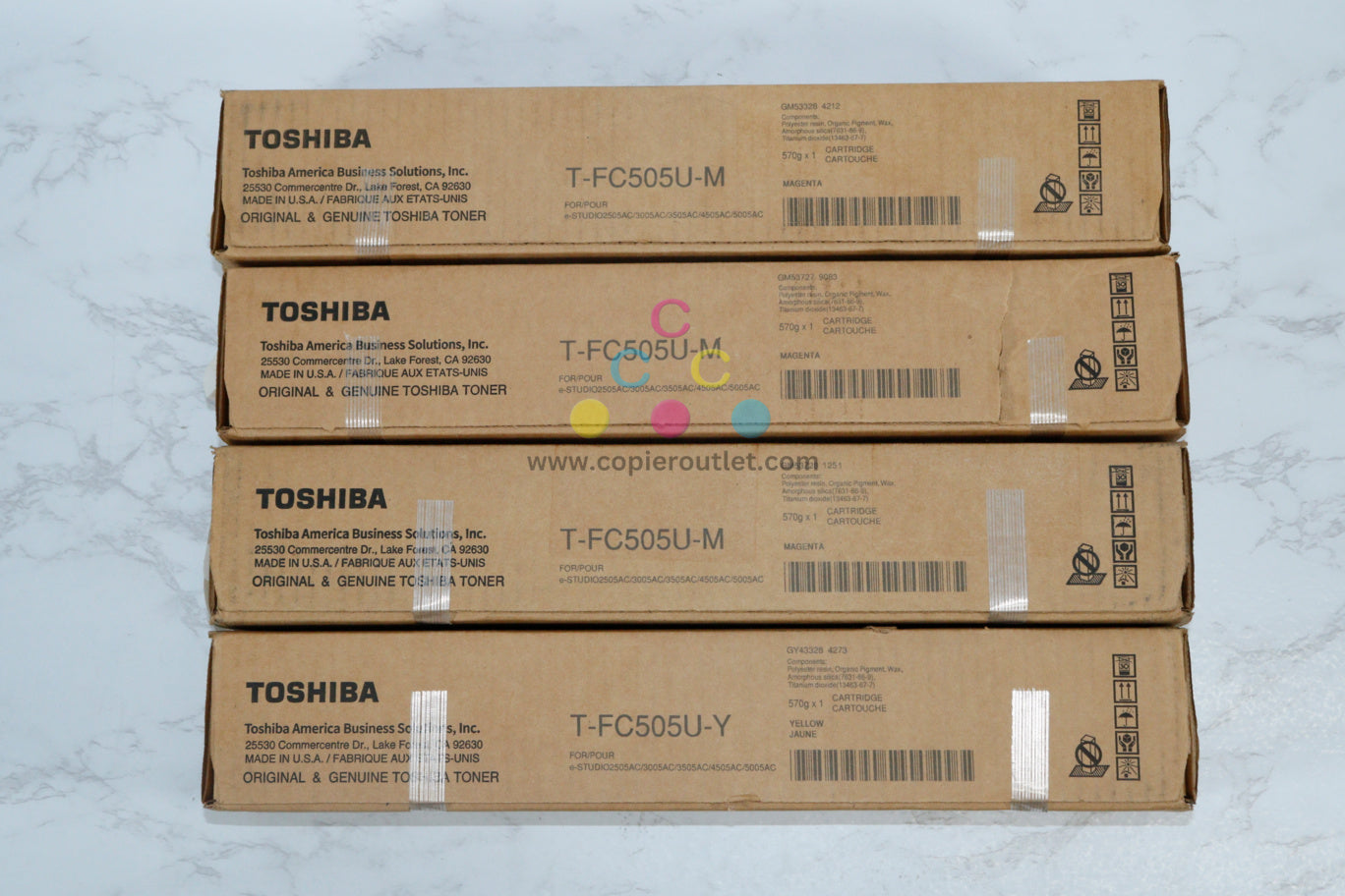 4 OEM Toshiba e-STUDIO 2505AC,3005AC,5005AC T-FC505U MMMY Toner Cartridges