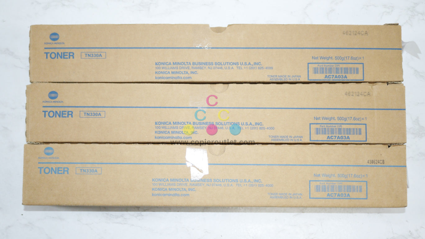 3 New OEM Konica Minolta bizhub 300i,360i Black Toner Cartridges TN330A, AC7A030