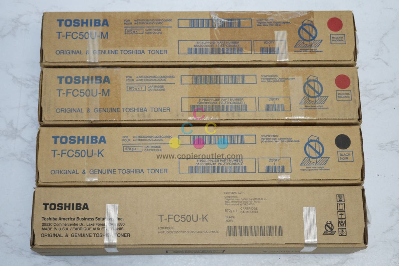 4 OEM Toshiba eSTUDIO 2555C,3555C,4555C,5055C T-FC50U-M & T-FC50U-K Toners