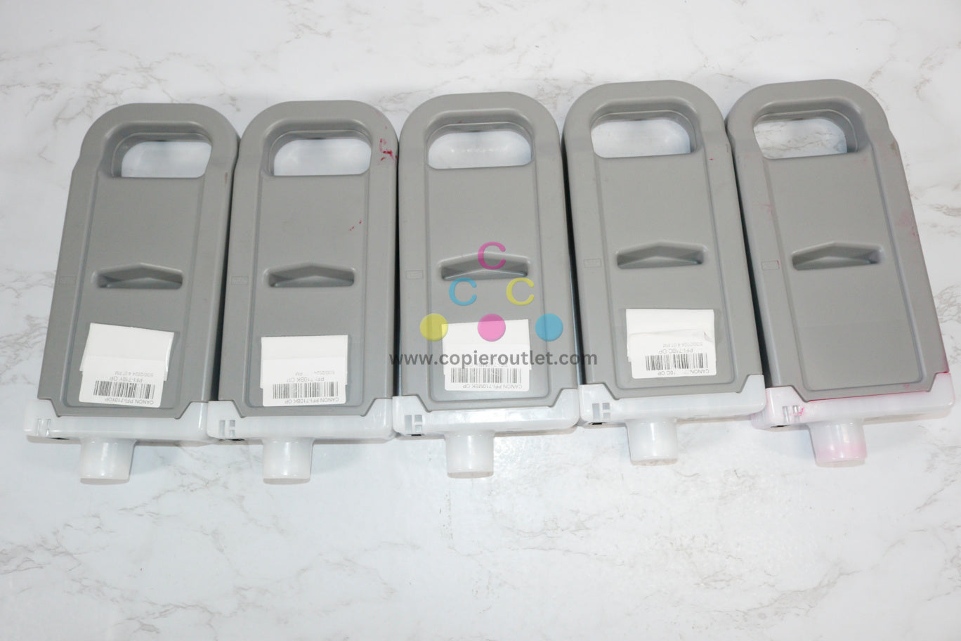 5 Used Canon iPROGRAF TX-2000,TX-3000,TX-4000 PFI-710 C,M,Y,BK,MBK Ink (700ml)