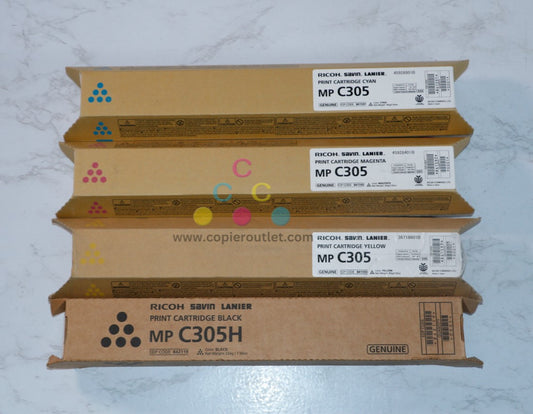 4 New OEM Ricoh MP C305 CMYK Toners 842119,841591,841592,841593 Same Day Ship