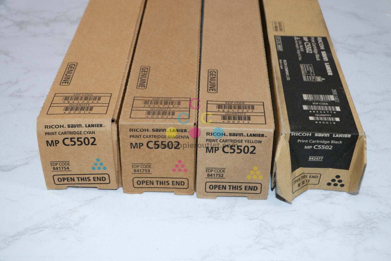 New OEM Ricoh MPC5502,C5502A,C4502,4502A CMYK Toner Set 841752,53,54,842477