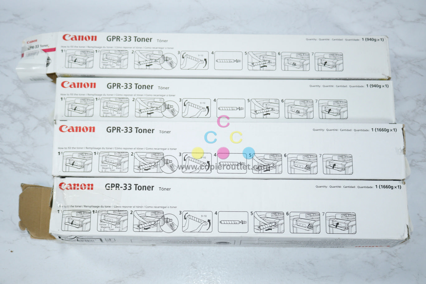 4 OEM Canon iRUNNER C7055,C7065,C7260,C7270 GPR-33 MYKK Toner Cartridges