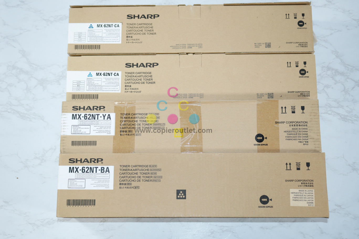 4 New OEM Sharp MX-6240N,6500N,580N,7040N,7090N,7500N MX-62NT CCYK Toners