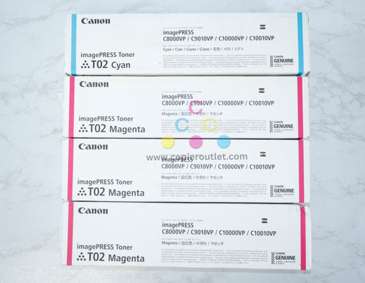 4 OEM Canon iPRESS C8000VP,C9010VP,C10000 T02 CMMM Toners 8531B001,8530B001