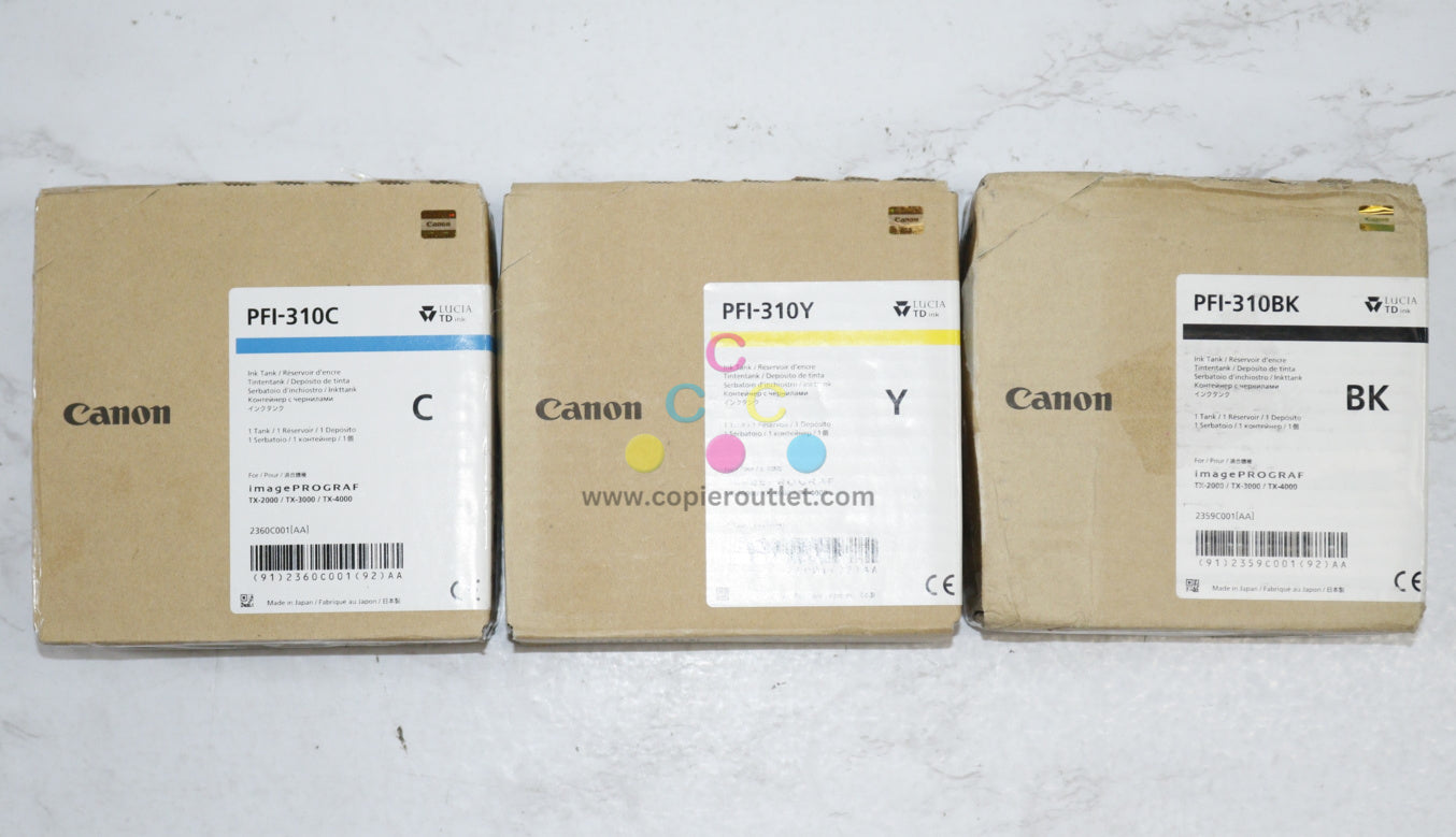 3 OEM Canon TX-2000,TX-3000,TX-4000 CYK Ink Tanks PFI-310 Exired:2021/2022