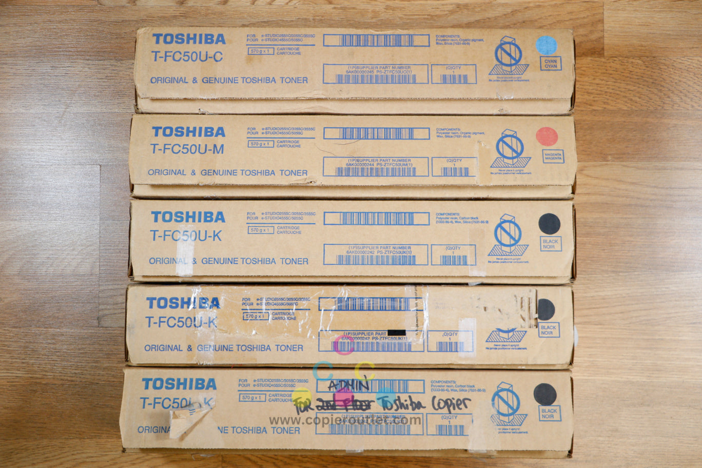 No Seal Toshiba T-FC50U CMKKK Toner Cartridges e-STUDIO 2555C 3055C 5055C 5055CG
