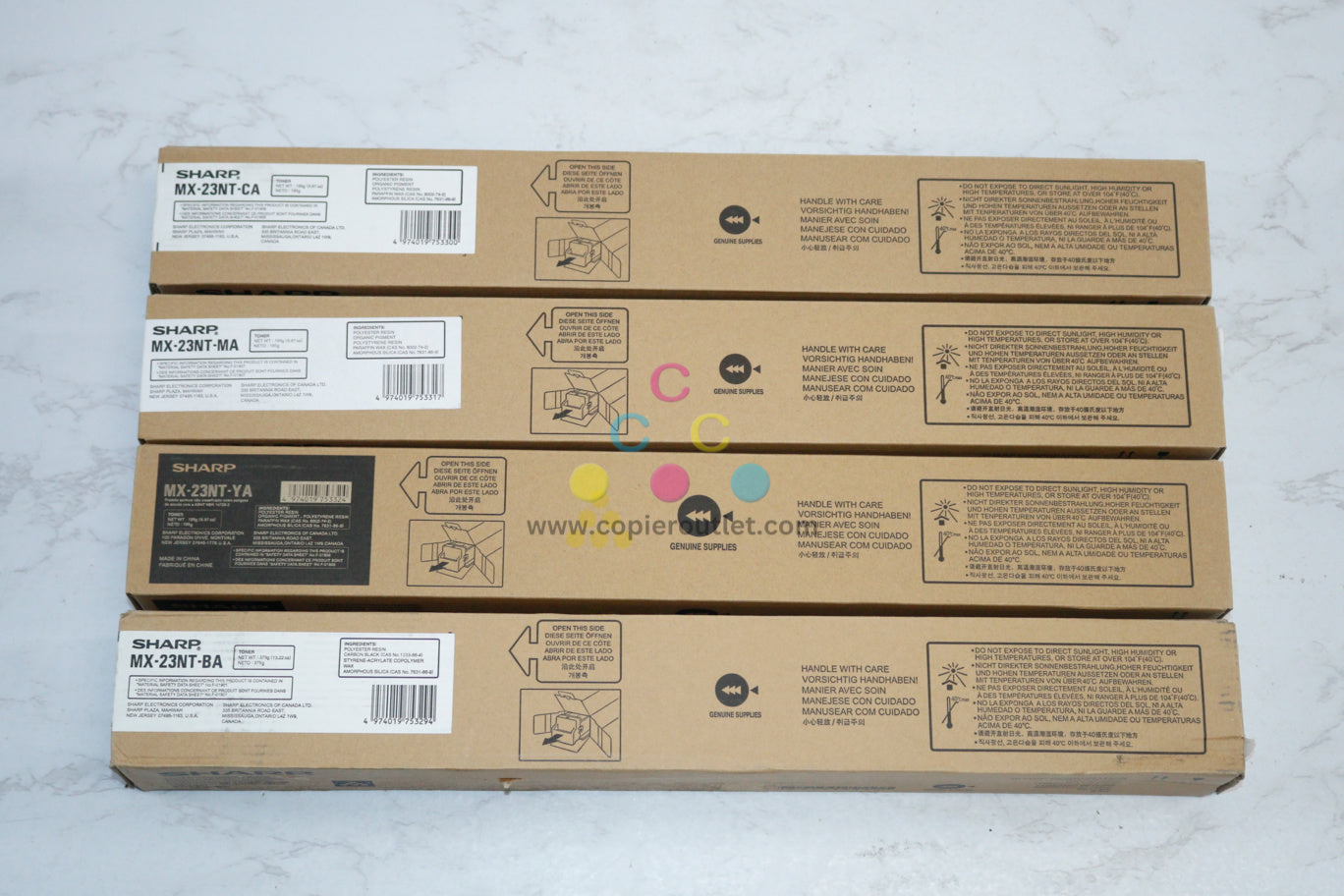 4 OEM Sharp MX-2310U,MX-2616N,MX-3116N CMYK MX-23NT-CA,MA,YA,BA Toners