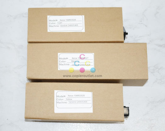 3 New OEM Xerox VersaLinkC400,C405 CMY Extra High Capacity Toner 106R03525,26,27