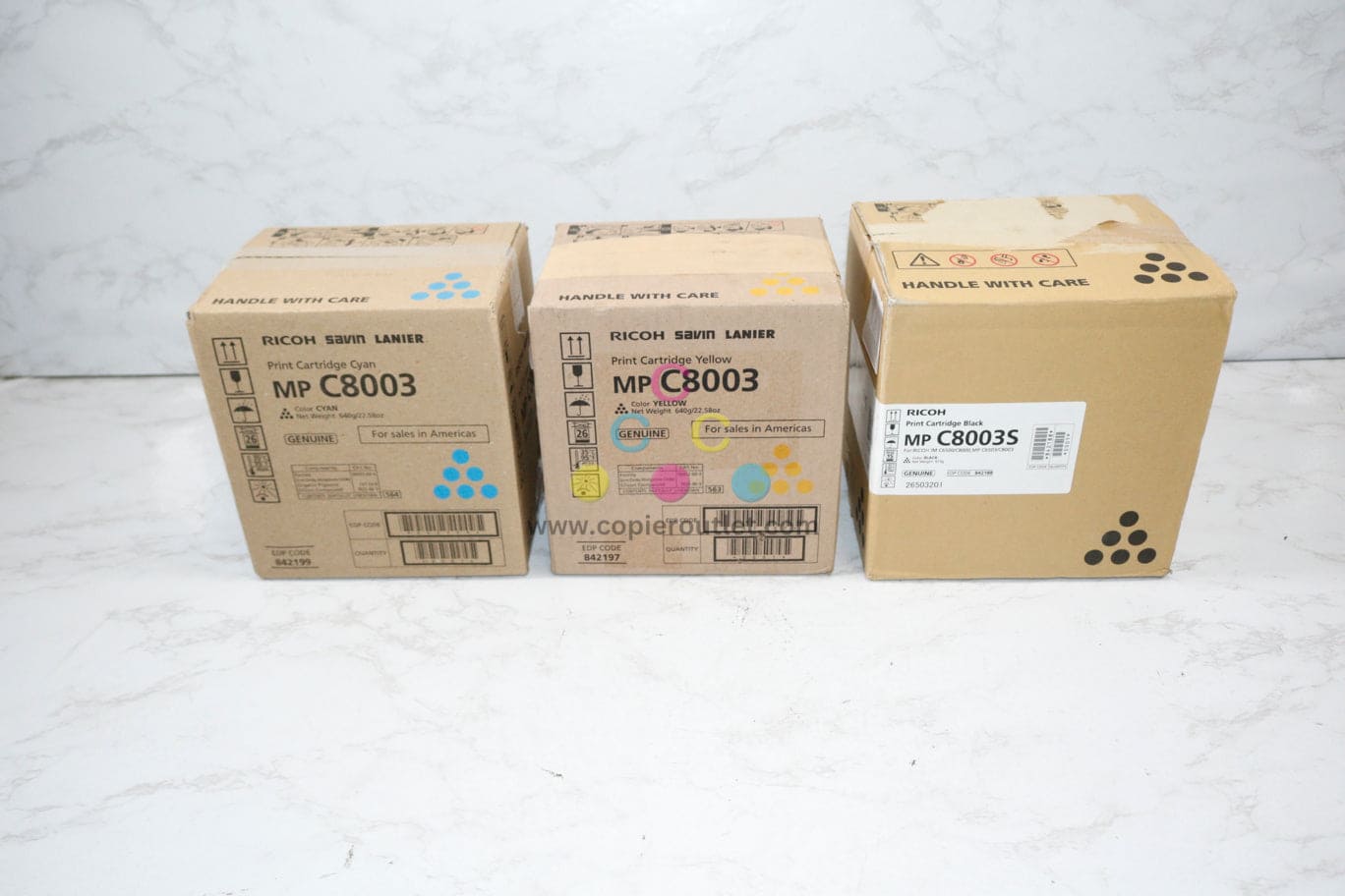 3 New OEM Ricoh IM C8003, C8003S CYK Toner Cartridge 842199, 842197, 842188
