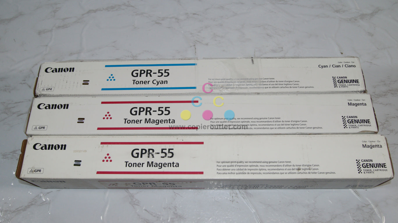 3 Cosmetic OEM Canon iR-ADV C5535,C5540,C5550,C5560 GPR-55 C,M,M Toners