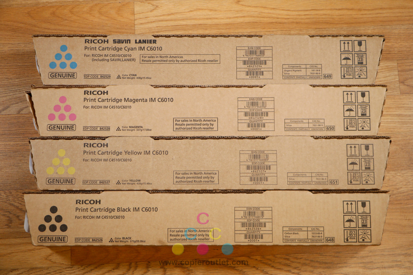 NEW Genuine Ricoh 842526,27,28,29 CMYK High Yield Toner Cartridges for IMC4510 IMC6010 Same Day!