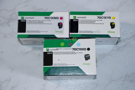 3 New Genuine Lexmark CS510 MYK Extra High Yield Toner Cartridges 70C1XM0,Y0,K0