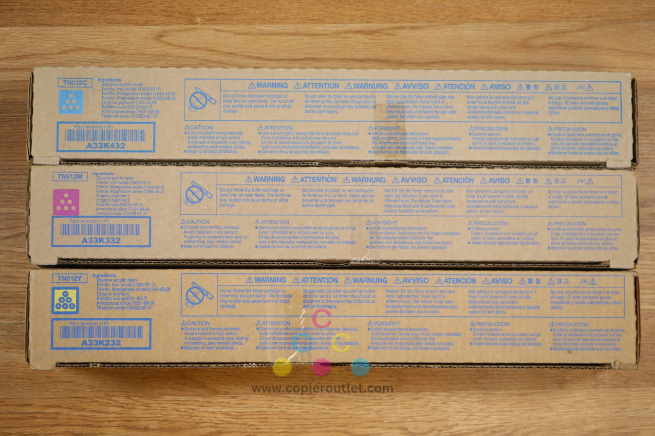 Genuine Konica TN-512 CMY Toner Cartridges BizHub C454 C454e C554 C554e Same Day