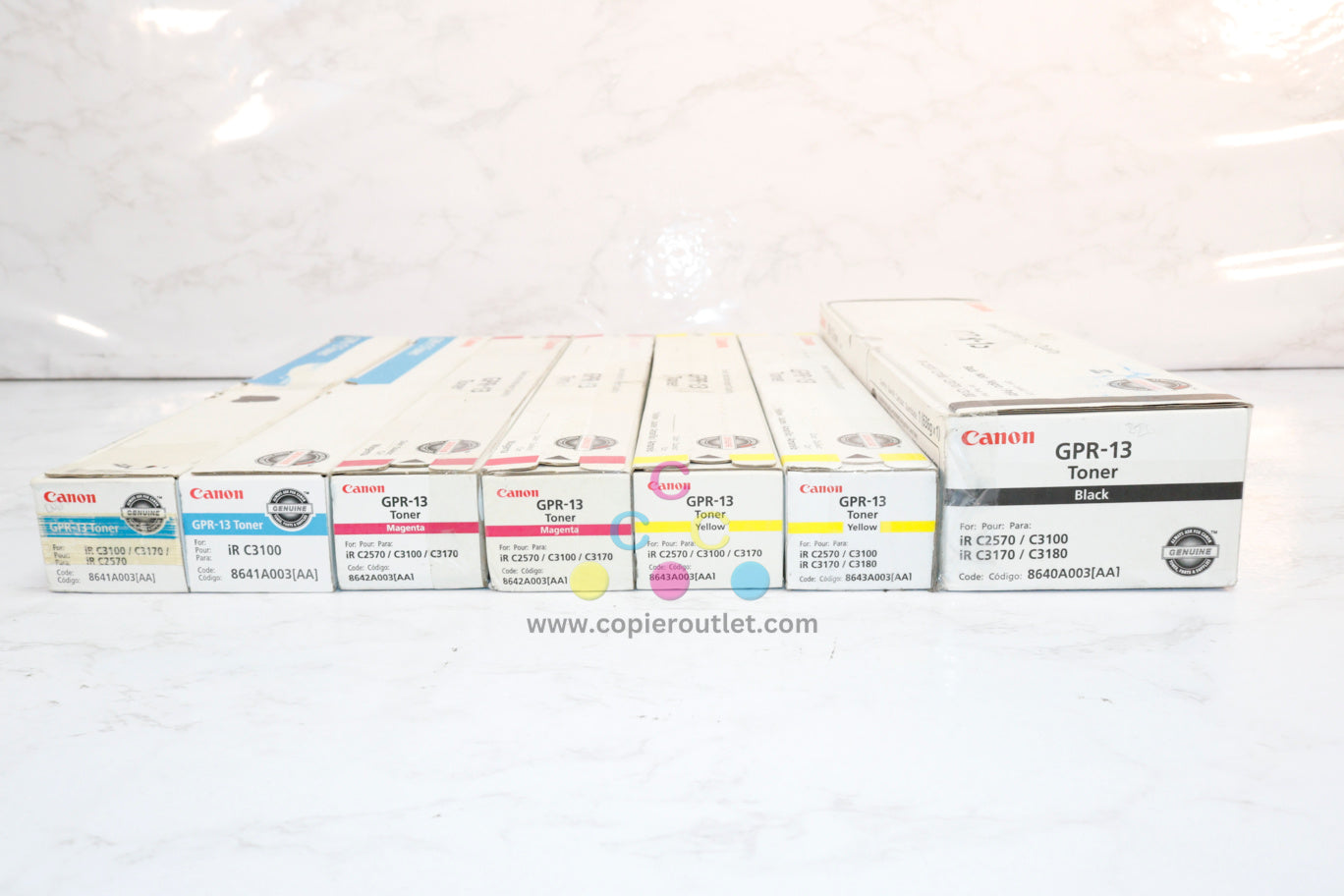 Lot of 7 Cosmetic OEM Canon iR C2570,C3100,C3170,C3180 GPR-13 CCMMYYK Toners